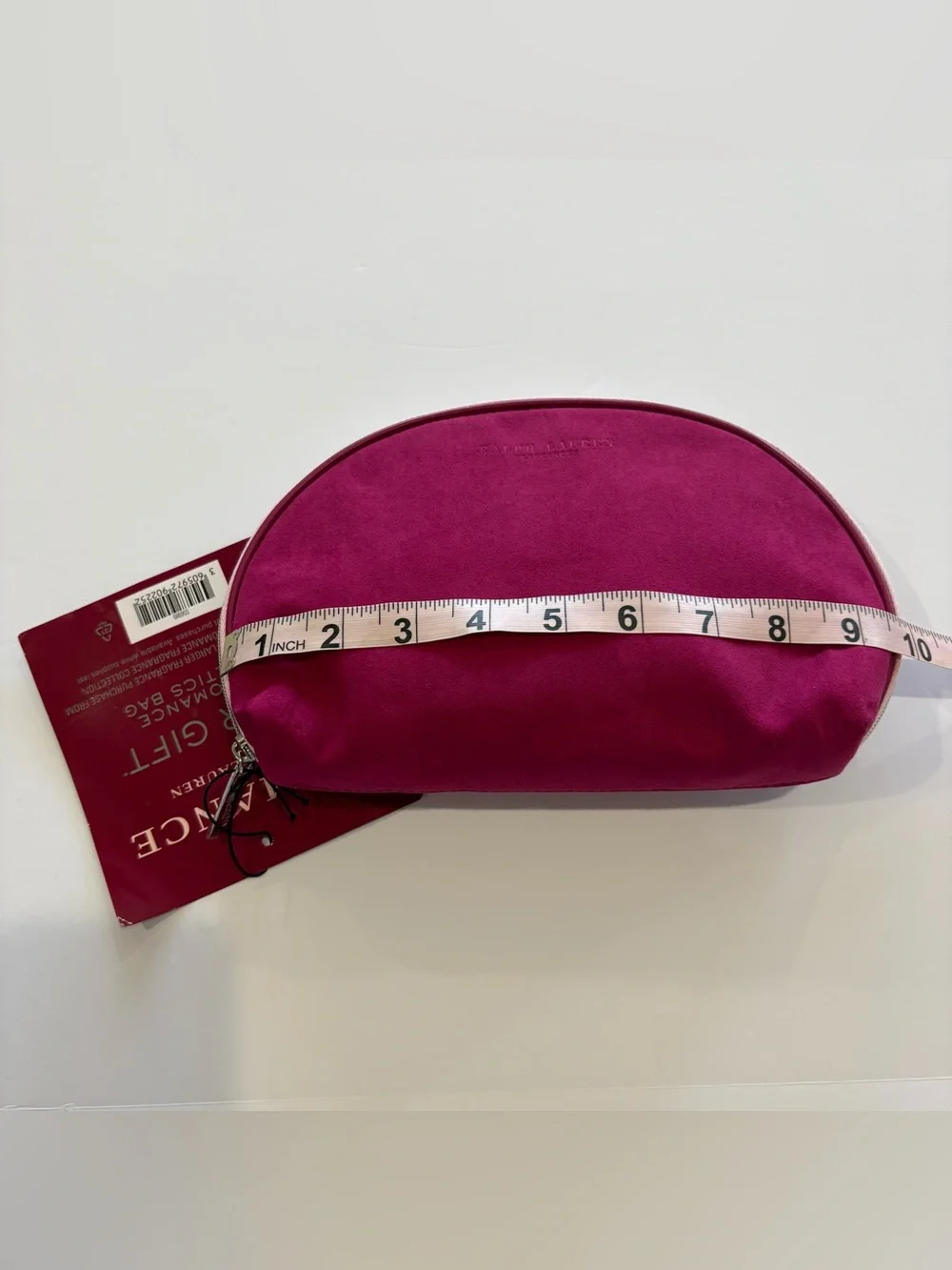 Ralph‎ Lauren Pink Suede Half-Moon Cosmetic Pouch NWT